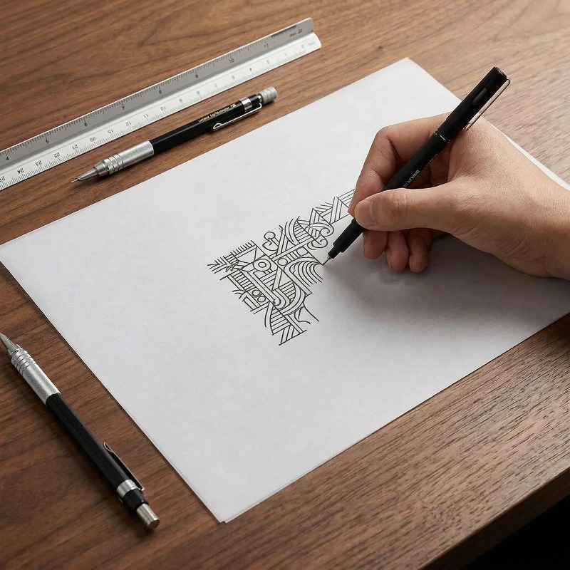 Home Office Layout - Papier do kaligrafii A4, 100 arkuszy,