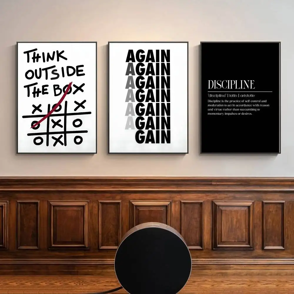 Home Office Room Inspiration - Czarno-biała, motywująca grafika na ścianę, minimalistyczny