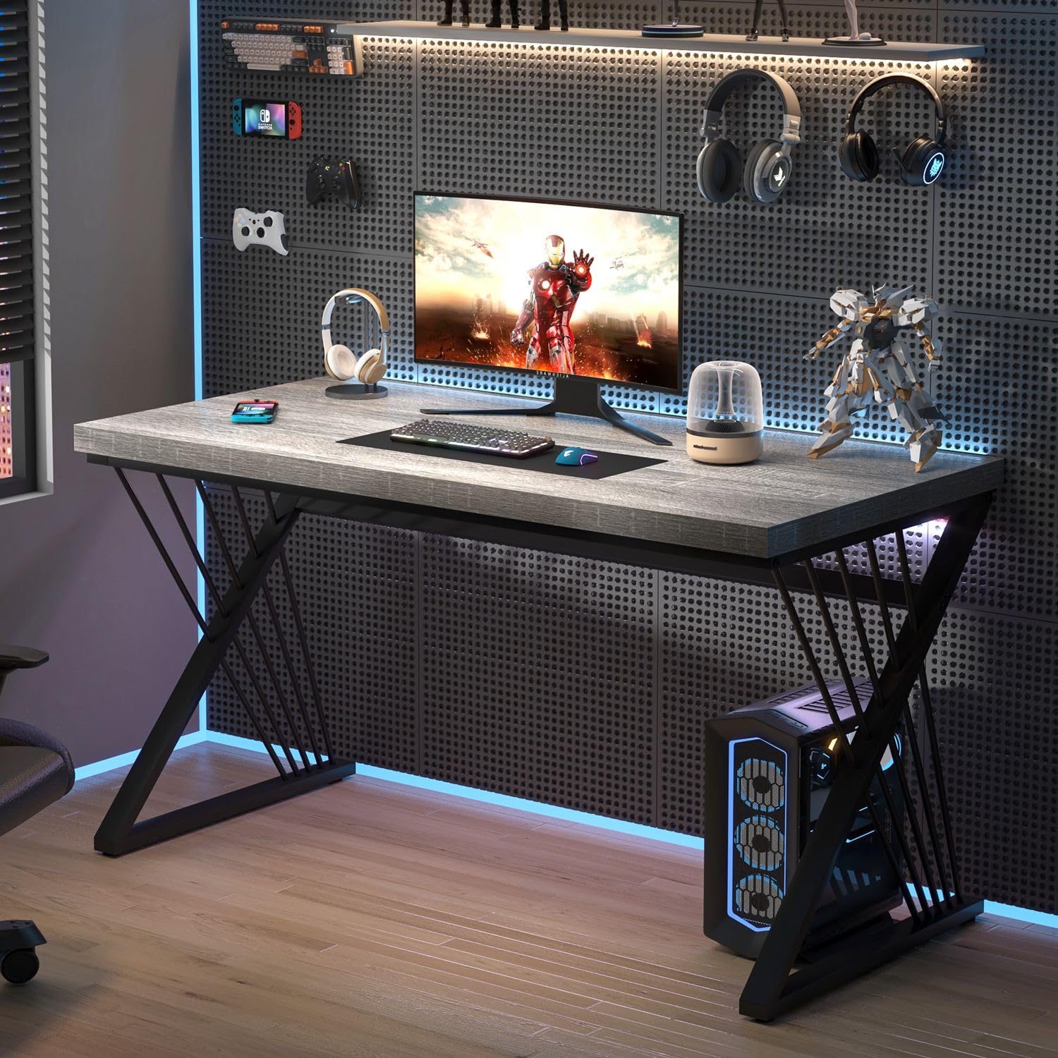 Home Office Work Table - Rustykalny biurko komputerowe z drewna i
