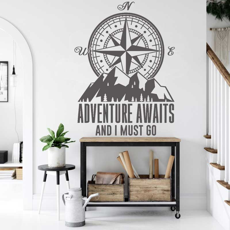 Home Office Room Inspiration - Przygoda czekanie kompas naklejki ścienne winylowe