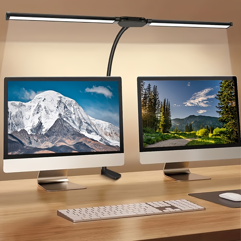 Home Office Work Table - Dwugłowowa lampa biurkowa LED z mocowaniem