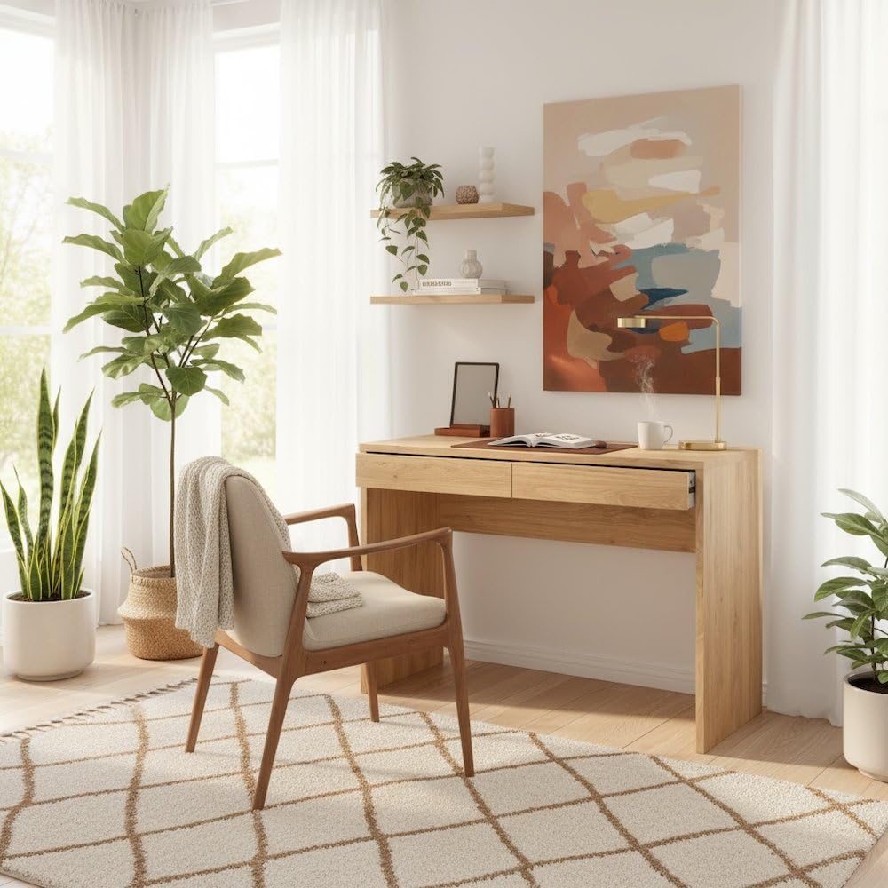Brązowe drewniane biurko z szu – Home Office Work Table recenzja i cena